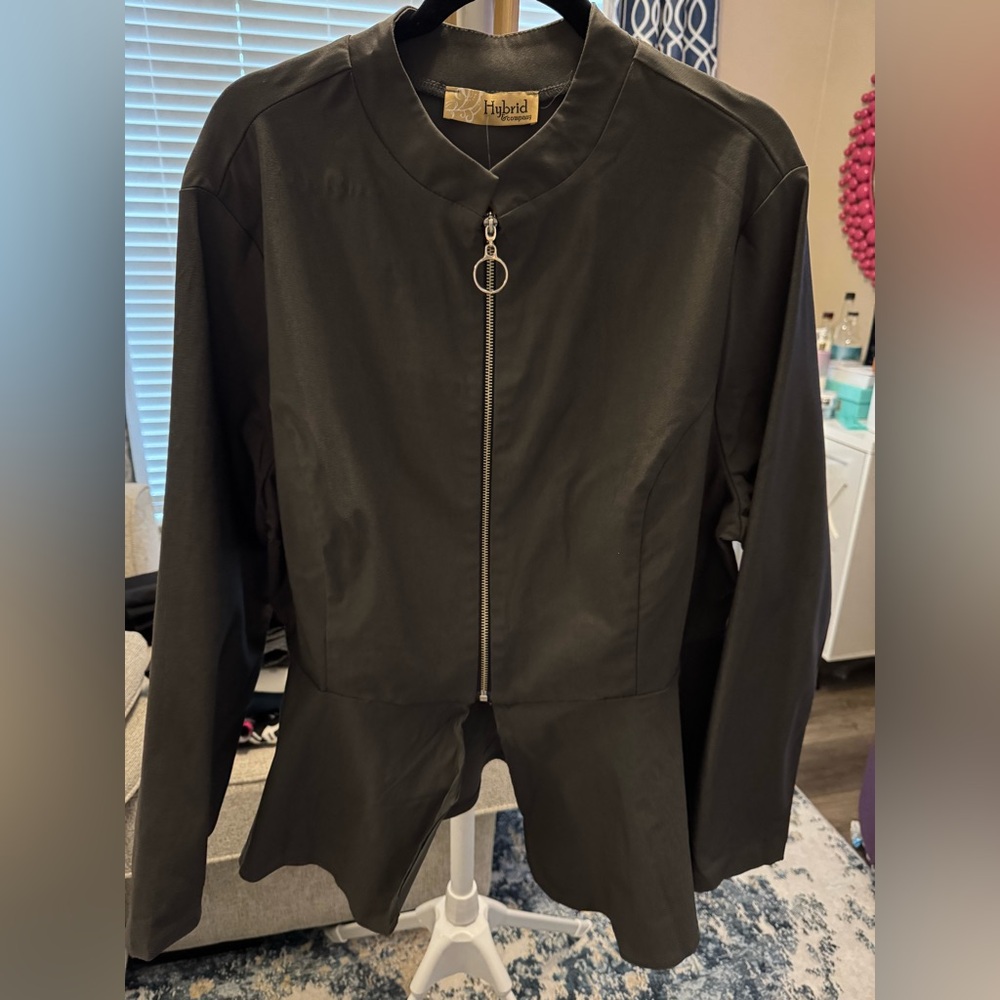 Hybrid & Company Charcoal Peplum Jacket